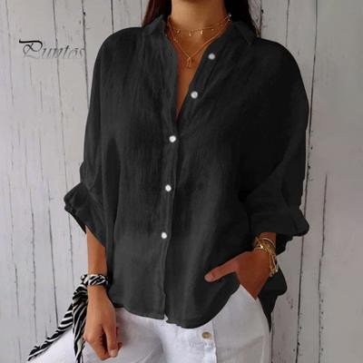 Женская повседневная рубашка с лацканами, однобортная рубашка с рукавом 3/4, однобортная рубашка с разрезом сзади и галстуком-бабочкой, одноцветная рубашка, уличная одежда