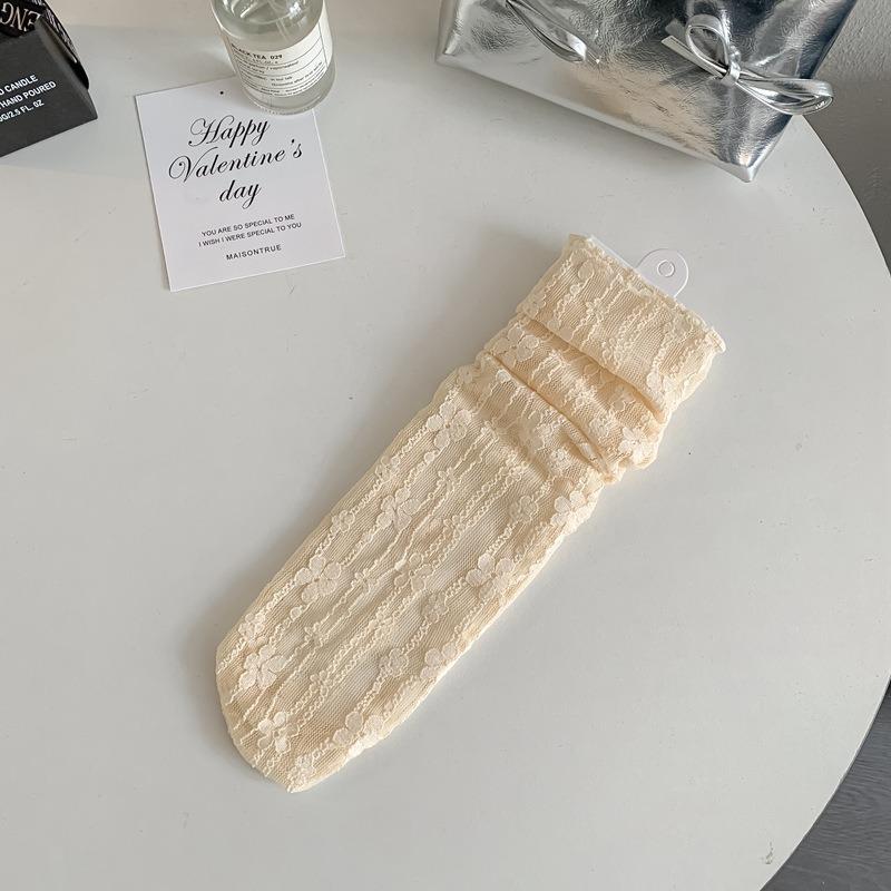 Белые кружевные носки для женщин, маленькие кожаные туфли Мэри Джейн, носки до середины икры, сетчатое кружево, летние махровые носки, летний тонкий стиль