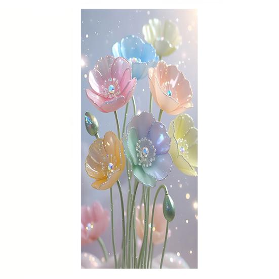 Flowers Window Privacy Film Stained Glass Tulip Butterfly Window Cling Static Glass Sticker for Home Kitchen Office