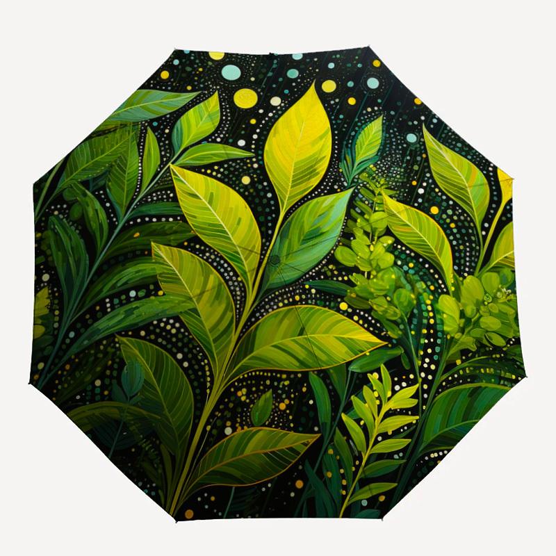 1pc Nature Plants Automatic Open/close Umbrella, 8-Rib sturdy structure, Auto Folding/Opening, Portable Travel Umbrella for Women,060