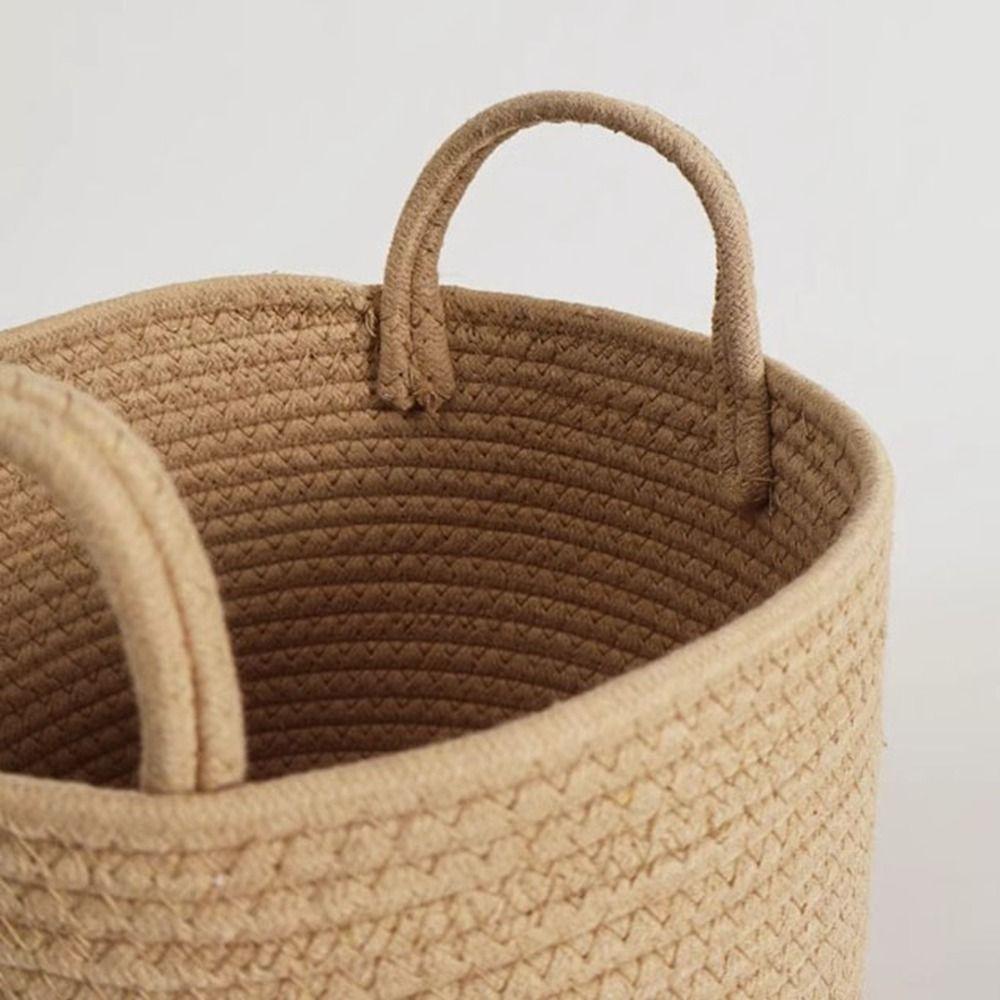 Decorative Woven Dirty Laundry Basket Cotton Linen Clothes Toys Organizer  Garden