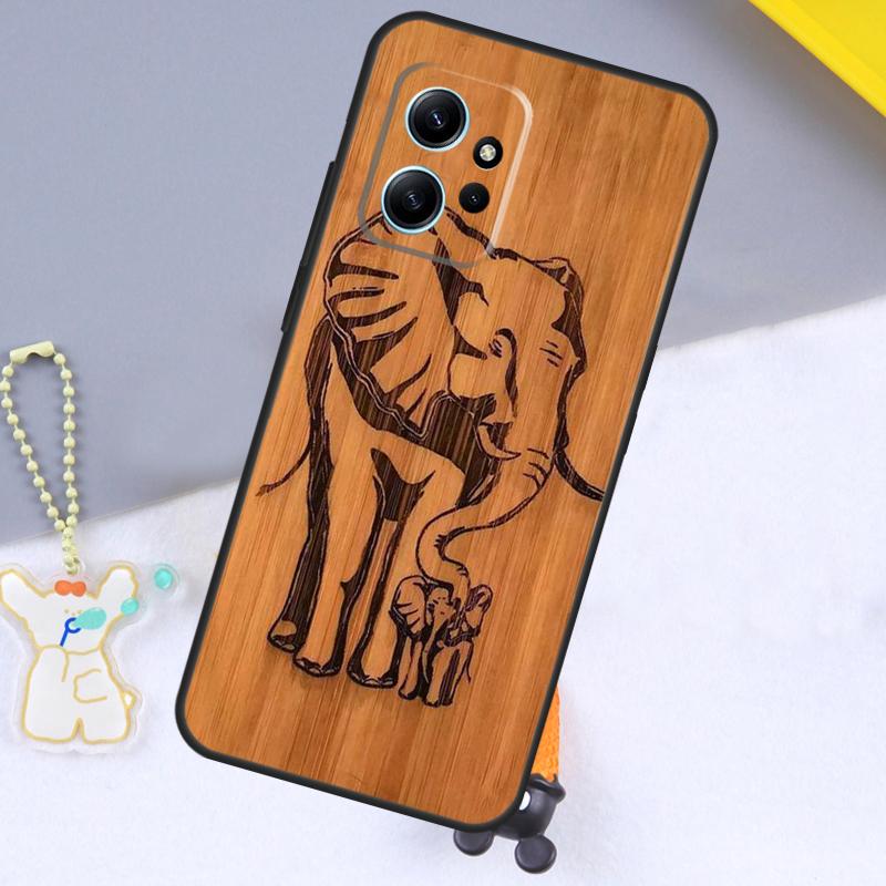 Natural Bamboo Wood Animal Print For Xiaomi Redmi 12 9C 10C 12C 13C Case For Redmi Note 12 Pro 11 8 9 10 Pro 9S 10S 11S 12S