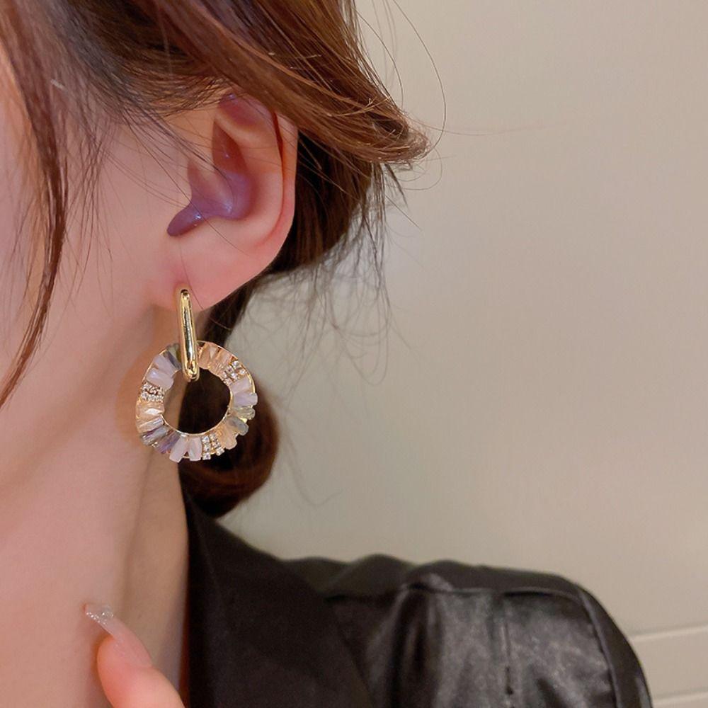 Two Way Wear Hoop Earrings Detachable Zircon Earrings New Circular Earring Daily Outfits