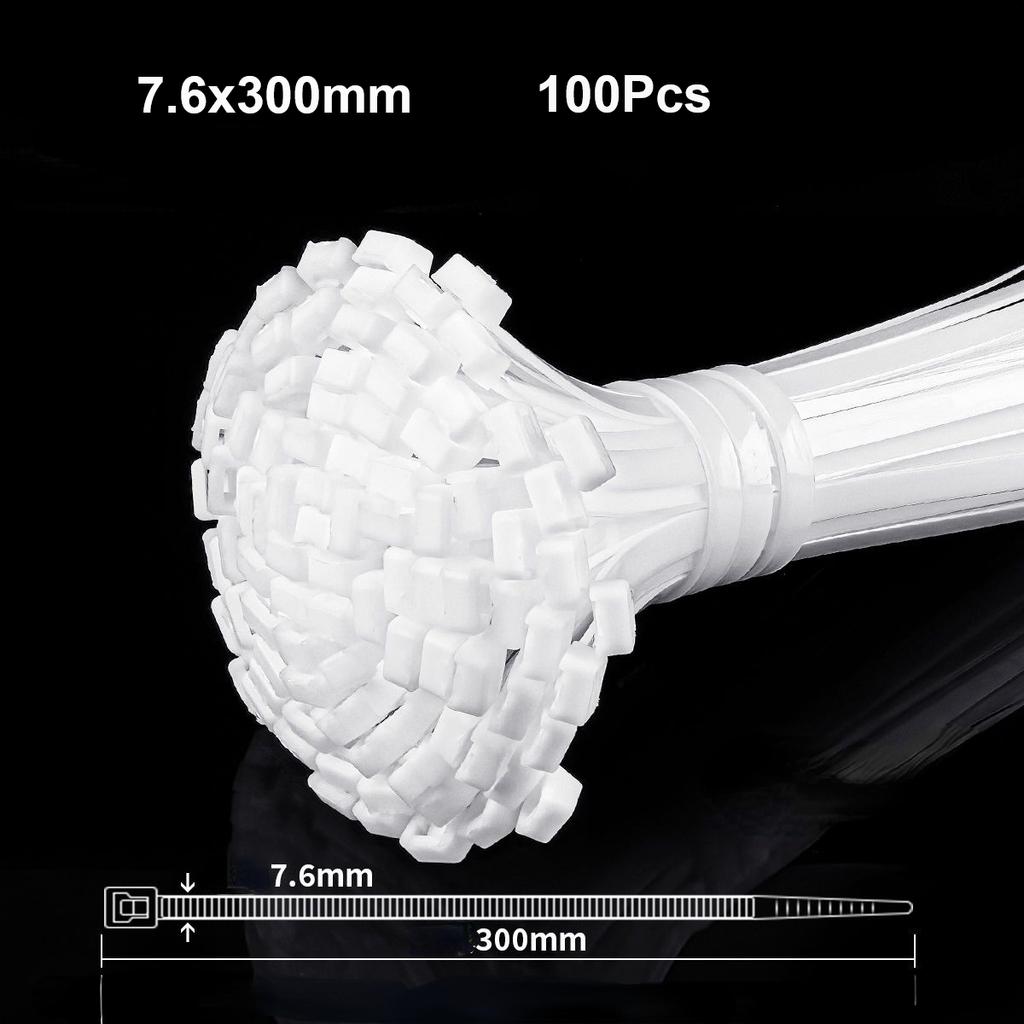 100Pcs Heavy Duty Self-locking Plastic Nylon Tie Wrap, Strong and Reliable Cable Ties