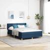 Box Spring Bed with Headboard Blue 190 x 140 cm Fabric