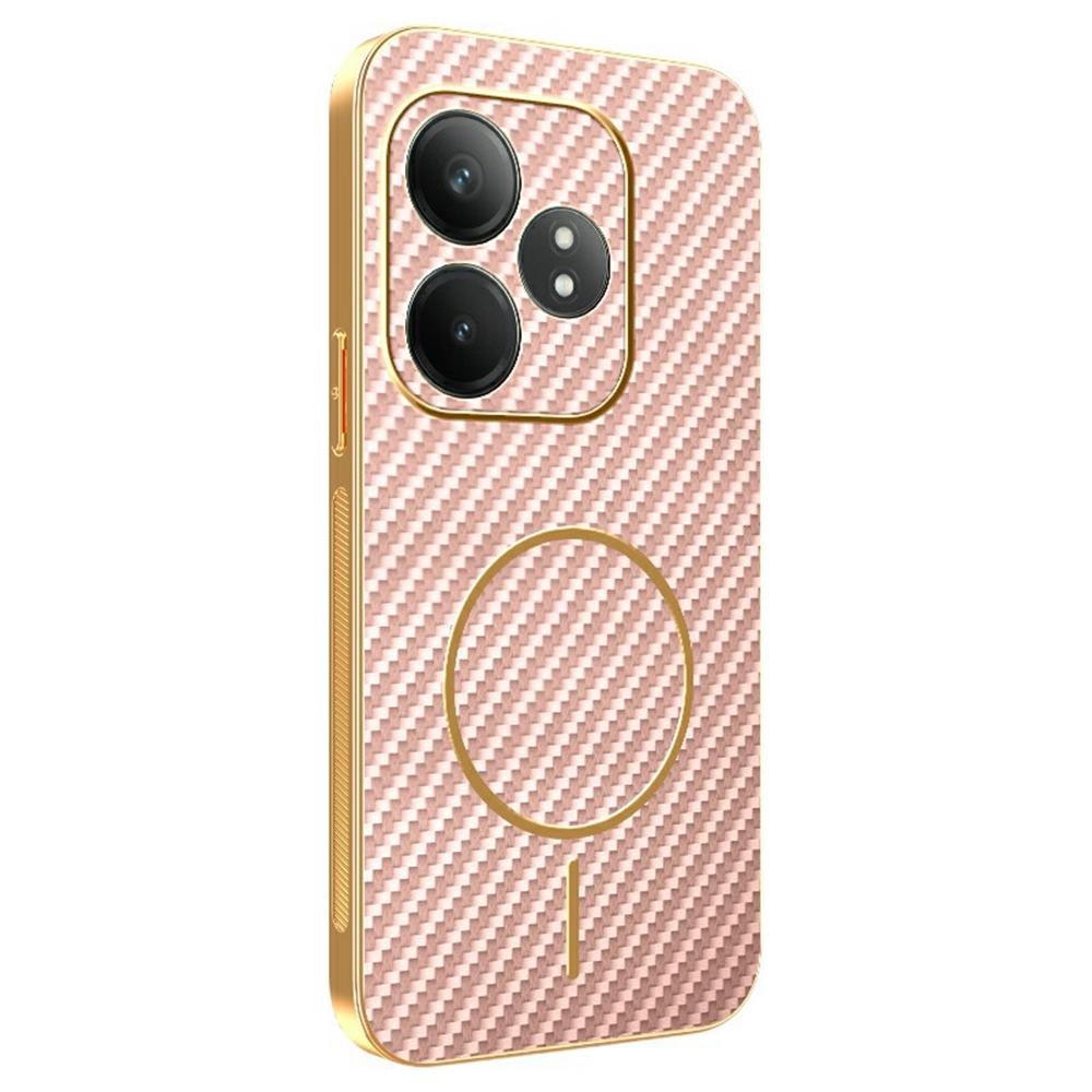 Phone Case For Realme GT Neo6 SE 5G/GT Neo6 5G/GT 6T 5G/GT 6 5G Carbon Fiber Textured Electroplated TPU Back Cover