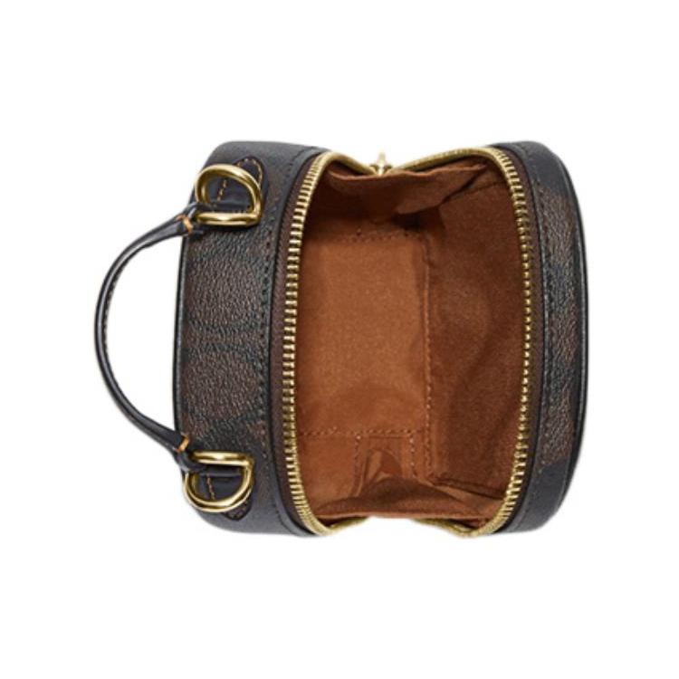 New COACH Eva Artificial Leather Cell Phone Pouch Handbag Shoulder Bag Crossbody Bag Mini Women's Light Khaki & Brown CB852-IMUOH