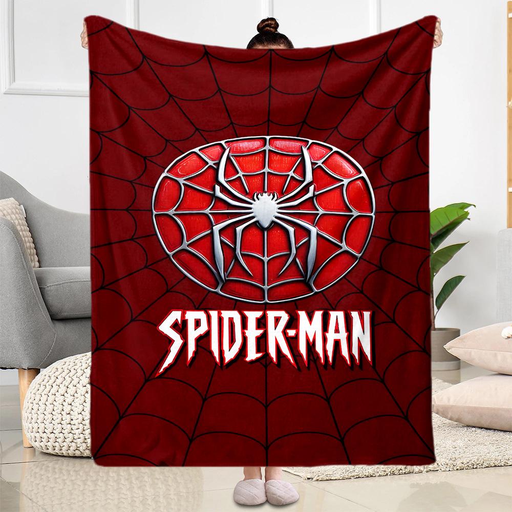 Black Spider On Red Background Flannel Blanket-Soft and Suitable for Sofas,Beds,Offices,Travel,All Seasons,Great Gift for Holidays and Birthdays.