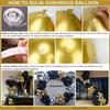 Kit Arche Ballon, Kit Arche Guirlande Ballons Noir Or et Argent pour Hommes Femmes Fête d'Anniversaire Mariage Halloween, Gats[140]