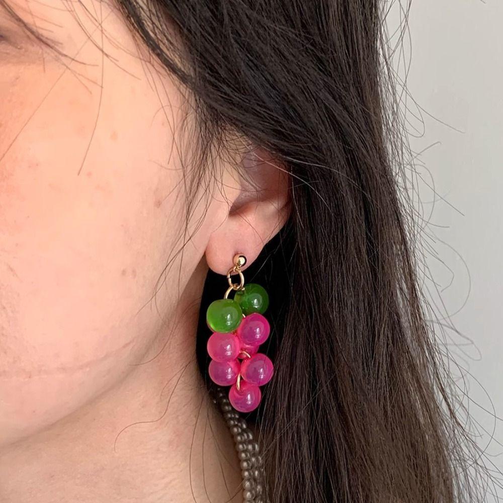 Bohemia Earrings Grape Earrings Korean Style Beads Earrings Funny Fruit Dangle Earring Gift
