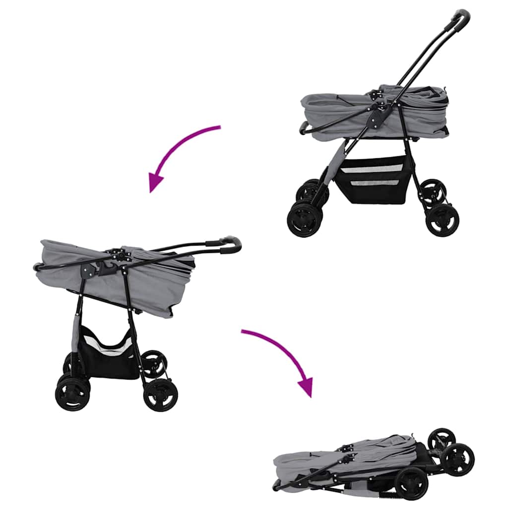 Foldable Pet Stroller Gray 81 x 47 x 99 cm Polyester