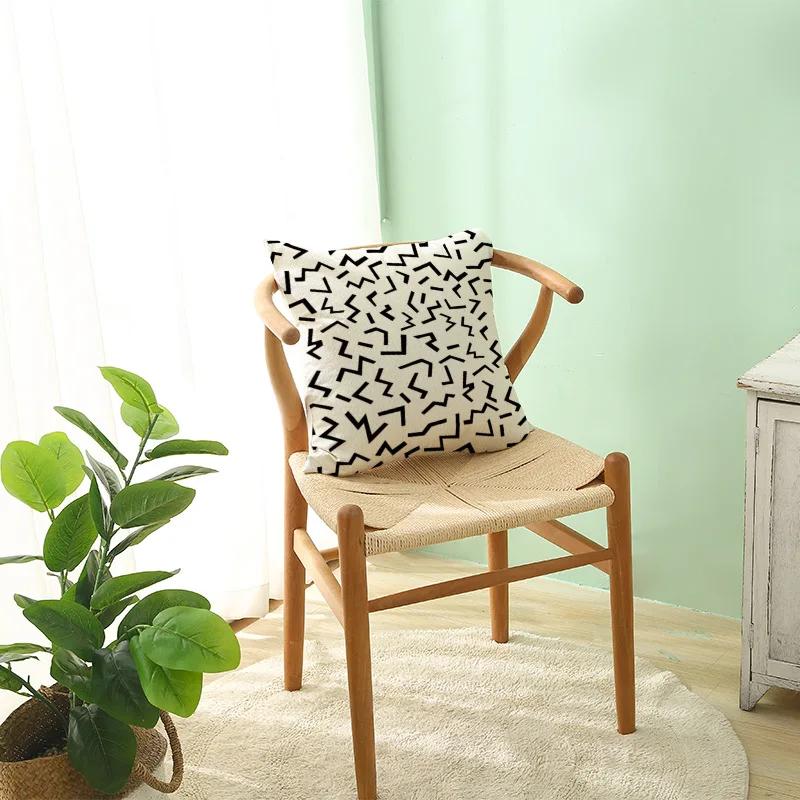 Льняная Простая Черно-Белая Геометрия Наволочка Современная Скандинавская Простая Декоративная Наволочка Гостиная Диван Диван Подушки