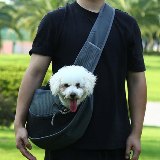 Pet Carrier Backpack Large Capacity Zipper Closure Hands-Free Mesh Sling Bag Breathable Design Mesh Cloth Crossbody Shoulder Bag