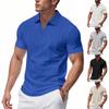 Мужская летняя однотонная рубашка с коротким рукавом и V-образным вырезом, повседневная модная рубашка