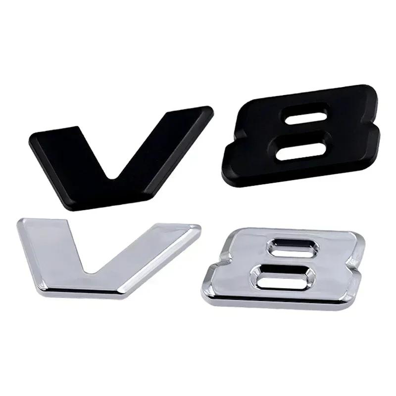 FCUI6 3D Chrome Black V8 Logo Letters Car Fender Emblem Badge Sticker For Mercedes Benz AMG GL ML SL 500 220 C63 S500 V8 Accessories