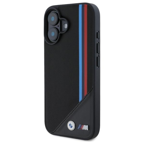 BMW Bmhmp16S23Putrk Iphone 16 6.1Czarny/Black Hardcase M Meshed Tricolor Stripes Magsafe