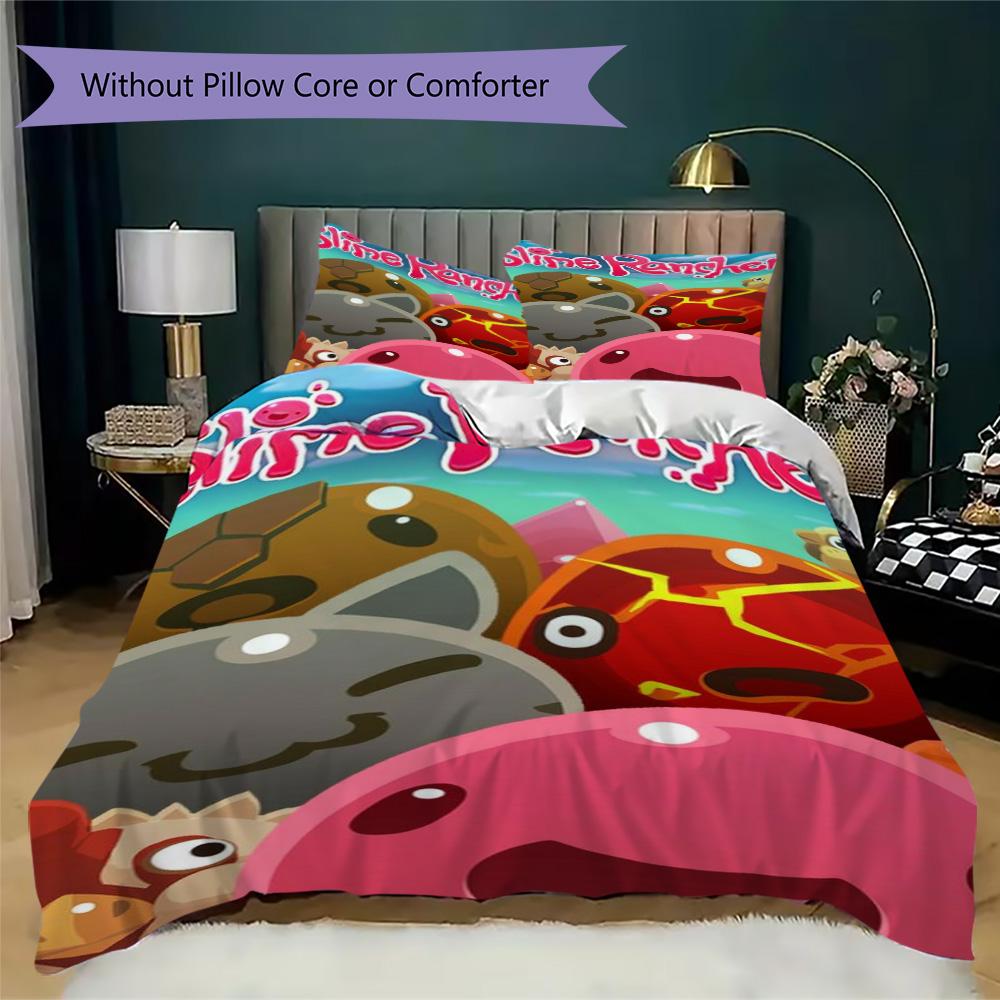 Slime Rancher print Pattern Bedding,Quilt Set Quilt Cover Pillowcase Home Birthday Gift (1*duvet cover+2*pillowcase,without core)XSJT0917479