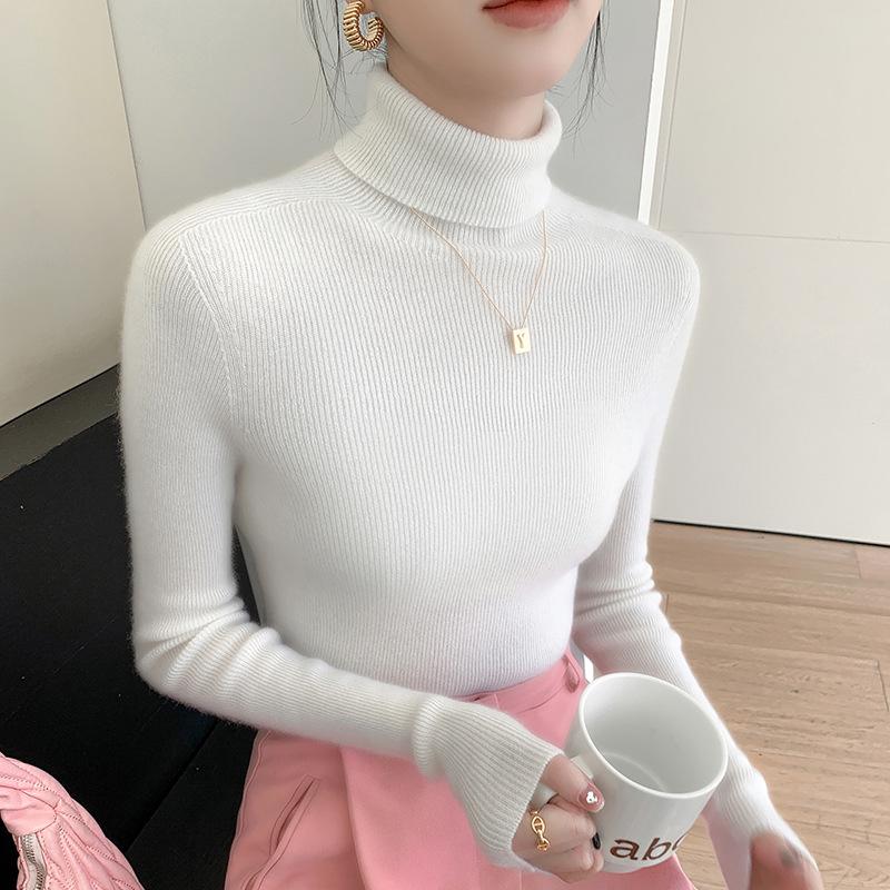 Women's Slim Fit Seamless Cashmere Turtleneck Sweater - Versatile, Flattering Knit for Autumn/Winter