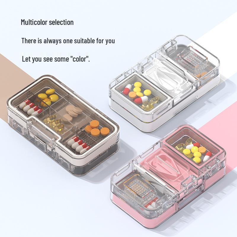 Portable Pill Cutter & Grinder: Compact Medication Box for Splitting, Grinding, and Dispensing Small Pills On-the-Go