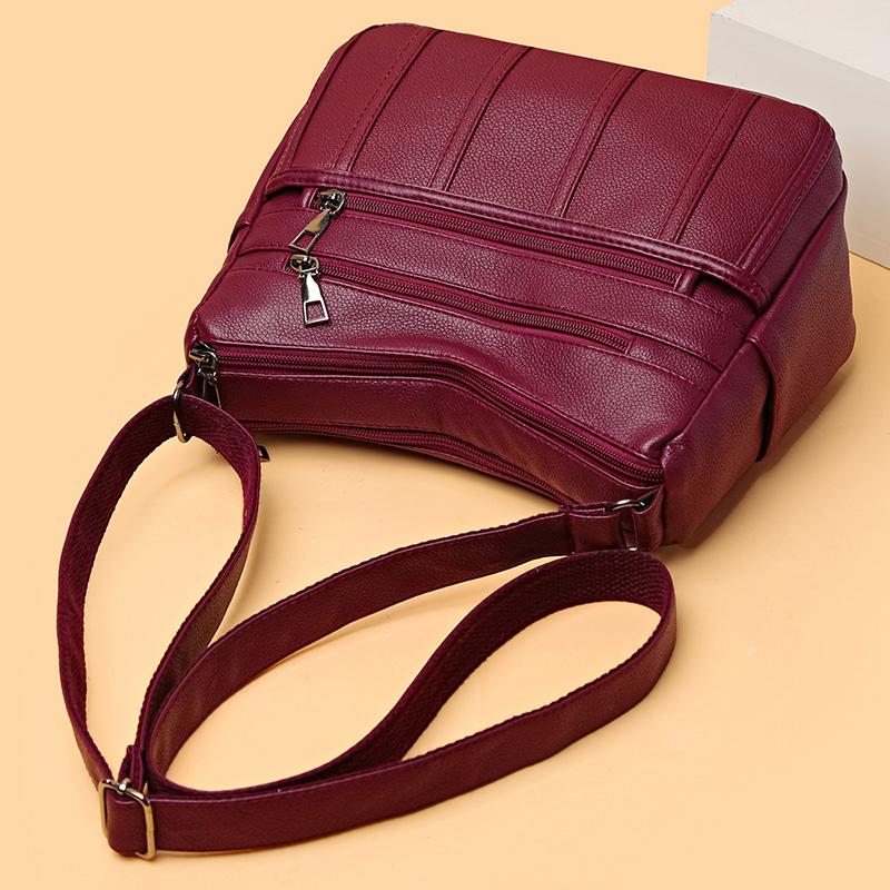 Soft Leather Bag Women's Multi-Layer Lightweight Bag Mother Bag Large Capacity Crossbody Bag
