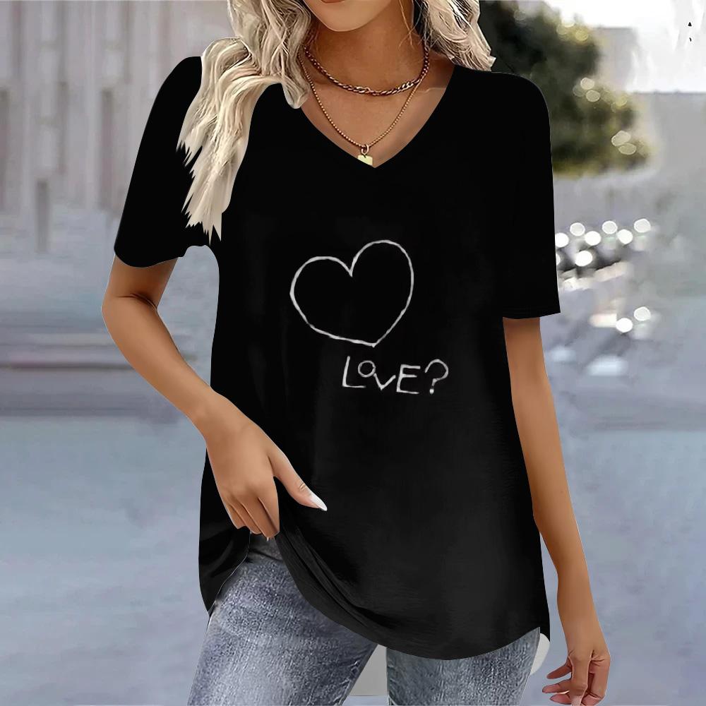 Футболки с принтом бабочки 3D, летние женские футболки с V-образным вырезом, модные женские рубашки и блузки 2025 года, футболки, женская одежда больших размеров