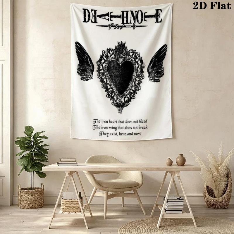 Death Note Iron Heart Wing Tapestry Background Cloth Fashion Print Christmas Gift Soft Wall Decoration