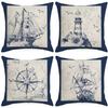 Навигационный компас Парус Якорь Руль Элемент Наволочка Дом Диван Подушка Наволочка