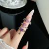 Розовое кольцо-корона с бриллиантами и кошкой-звездой в стиле Y2K - Милый и стильный женский аксессуар