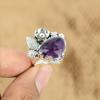 Триллион Африканский Аметист Драгоценный камень Цветок Юбилейное Кольцо 925 Стерлинговое Серебро