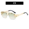 New Double Beam Square Sunglasses Leopard Frameless Cut Edge Sunglasses Women Vintage Trend Brand Design Men Shades Eyewear