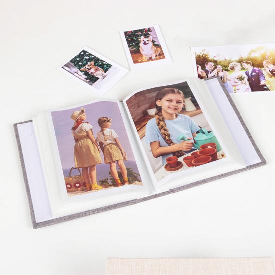 Фотоальбом Льняная обложка Фотоальбом с передним окошком 100 фотографий 4x6 Вставные фото