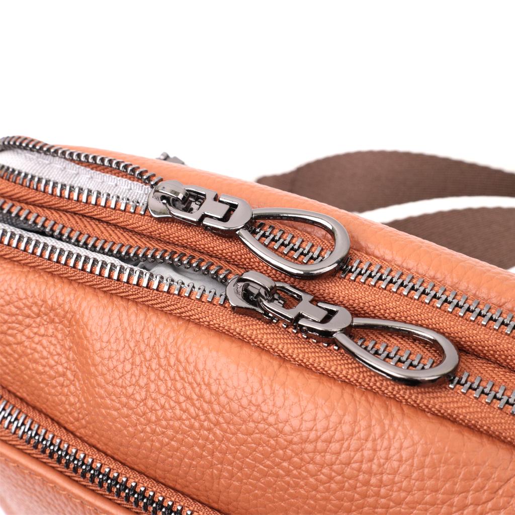 Spacious Bag for Women with Pockets Made of Genuine Leather Vintage 22601 Brown