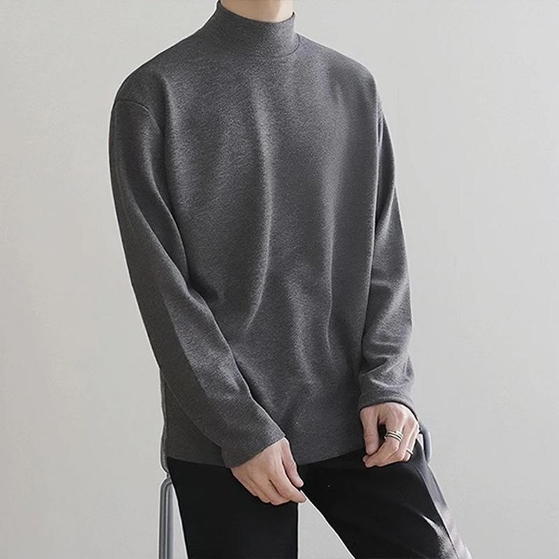 Men's Double-Sided Velvet Warm Long-Sleeve Half Turtleneck T-Shirt