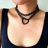 Vintage Heart Necklace Choker With Chain Goth Collar For Girls Grunge Punk Cute Kawaii Egirl Chocker Harajuku Accessories