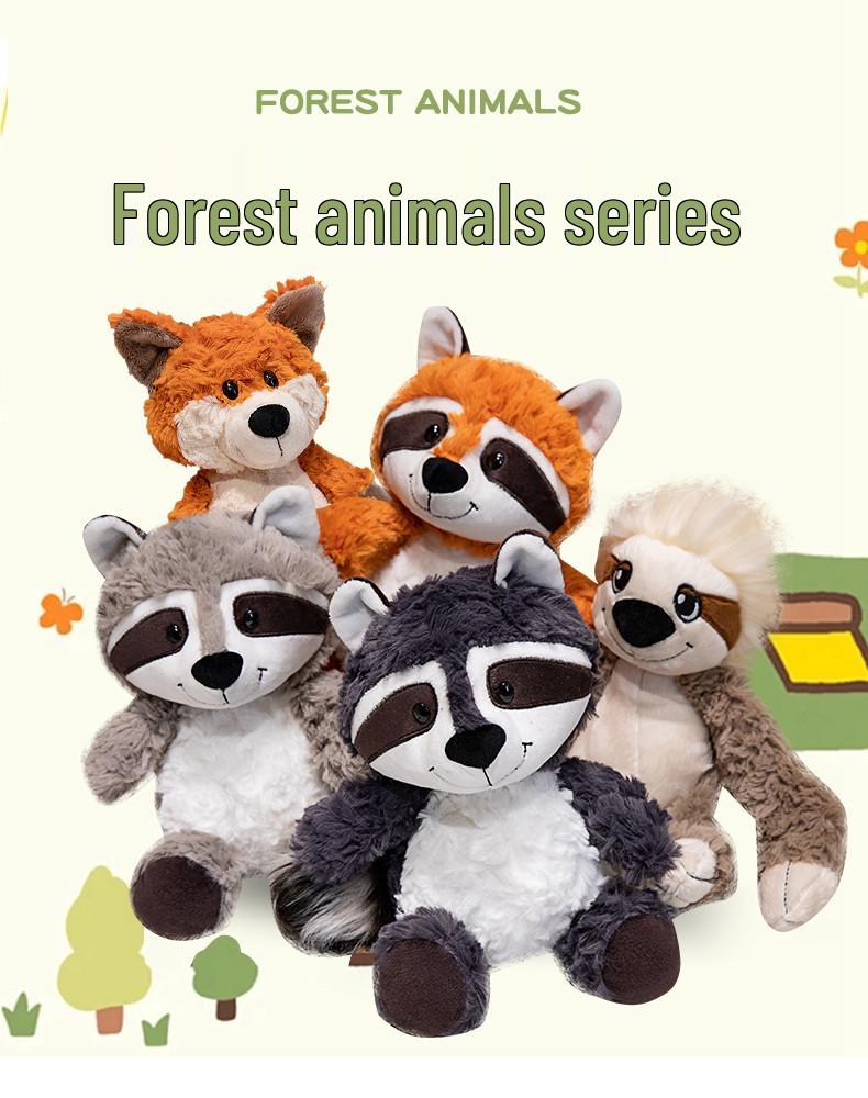 Fox & Raccoon Plush Toy - Realistic Wild Animal Sloth Doll Birthday Gift