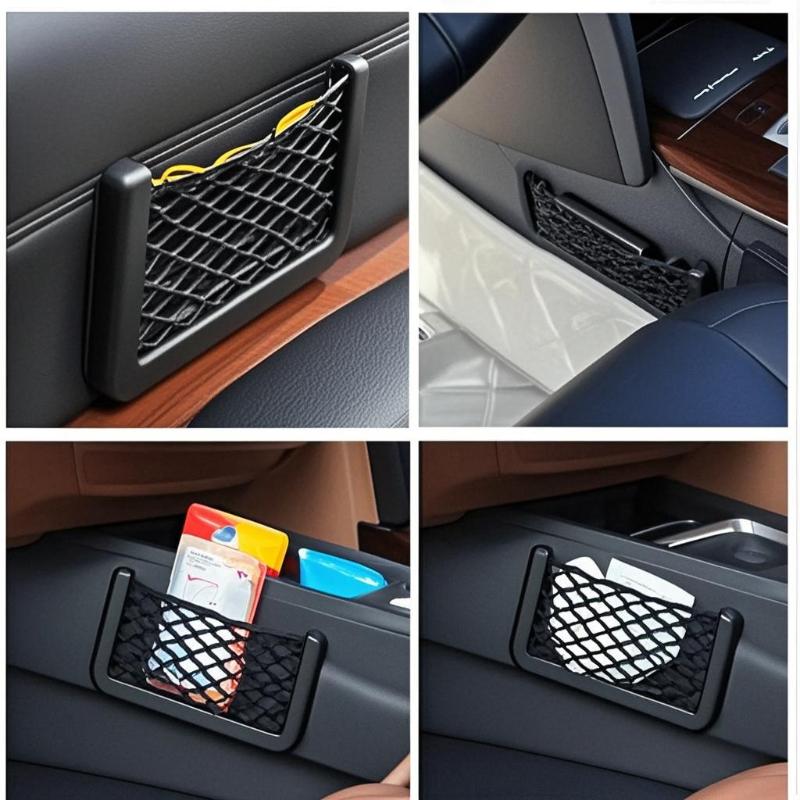 Автомобильное сиденье, боковая часть, внутренняя часть, задний карман для мелочей, сетчатая сумка для хранения, держатель для телефона, эластичная гибкая сетка
