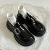 Лоферы женские 2025 новая весна и осень черные туфли женские британский стиль платформа маленькие кожаные туфли пряжка Мэри Джейн одинарные туфли