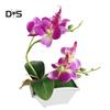 Artificial Butterfly Orchid Flower Phalaenopsis Home Office Decor with Flowerpot