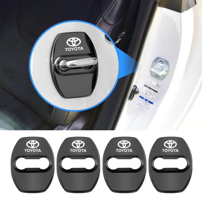 AOR1 4Pcs Car Door Lock Cover Protective Buckle Cap for Toyota Yaris Hilux Prius Auris Corolla Camry RAV4 Exterior Accessories