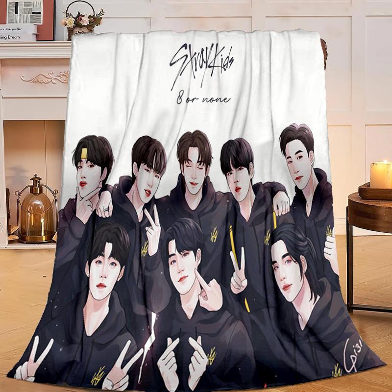 1 шт. Фланелевое одеяло K-pop группы Stray, Подарок, Подходит как для мужчин, так и для женщин, Мягкое, Идеально для кроватей и дивана, Подарок на день рождения или Рождество