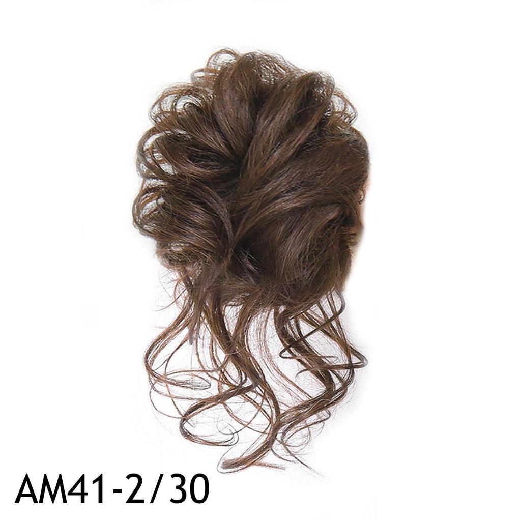 Hair Bun Hairpiece Dark Brown Messy Bun Hair Extension Women Wavy Curly Updo Scrunchie Elastic