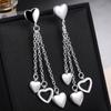 Womens Fashion 925 Sterling Silver Tassel Heart Earring Drop Earrings for Girls Kids Wedding Gift Jewelry Brincos