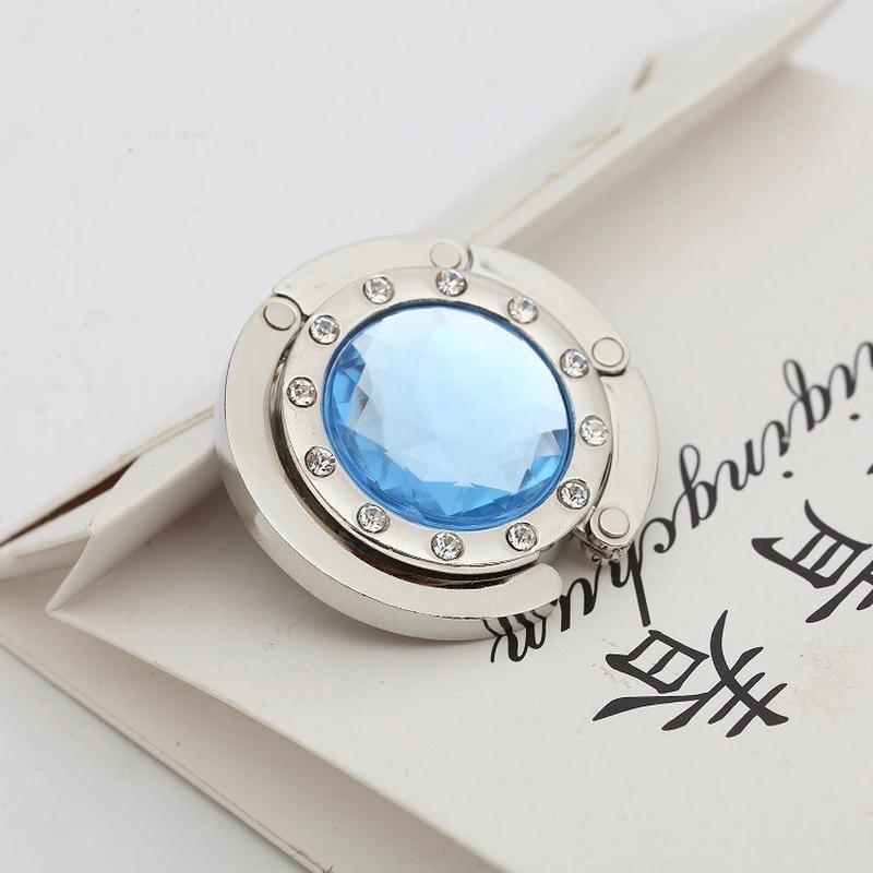 1Pcs Portable Women Purse Folding Rhinestone Crystal Alloy Handbag Bag Hanger Hook Holder