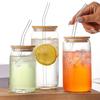 Spill-Proof Glass Drink Cup With Straw and Lid Glass Straw Cup Household Bubble Tea Cup  Office
