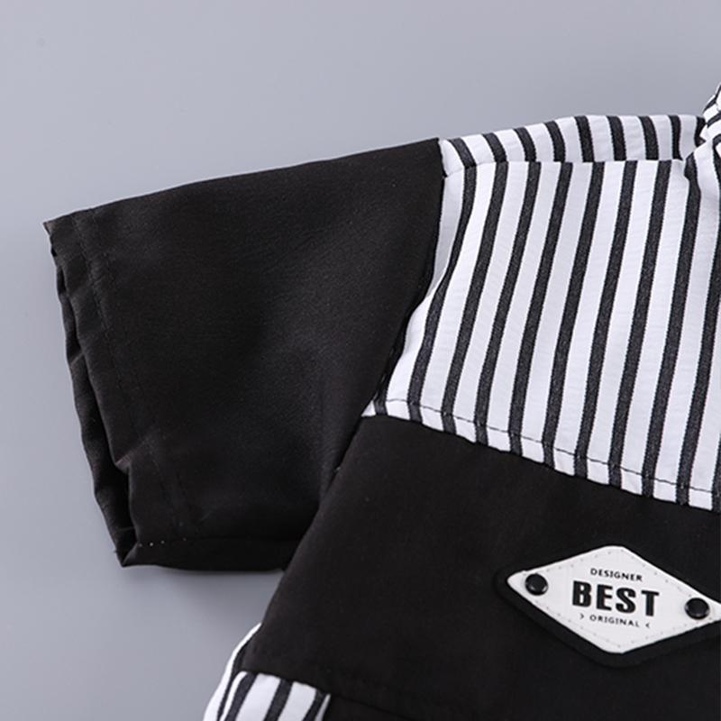 Комплект с короткими рукавами для мальчика 0-5 лет Детская полосатая рубашка с воротником+шорты Комплект из двух предметов Модная одежда Для мальчиков Малыши