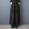Black Plus Size Cotton Mesh Vintage Floral High Waist Casual Loose Summer Wide Leg Pants Women Trousers
