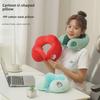 Подушка для шеи U-образной формы с вышитым зеленым динозавром - PP Cotton Travel & Office Cervical Support Pillow