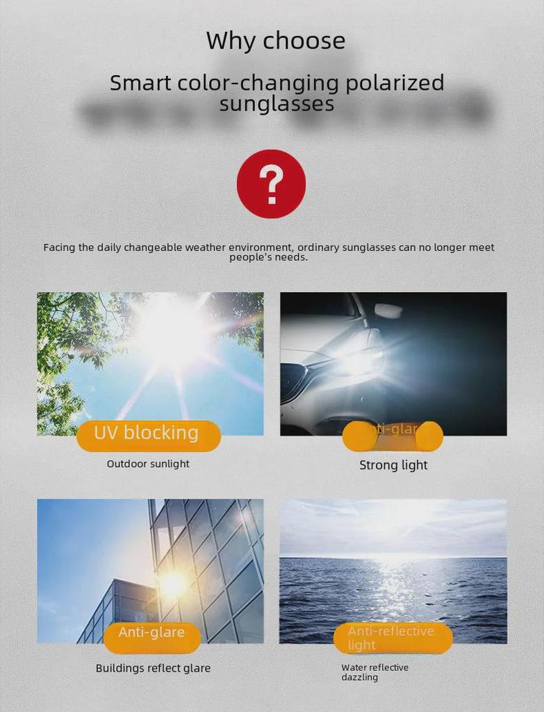 Мужские поляризованные солнцезащитные очки двойного назначения «день/ночь» с функцией изменения цвета для вождения и рыбалки