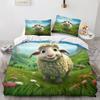 Мультяшный пододеяльник с овечками, двуспальный размер, 3D милые животные, мягкий микрофибровый постельный комплект с 2 наволочками для детей, мальчиков, девочек, подростков