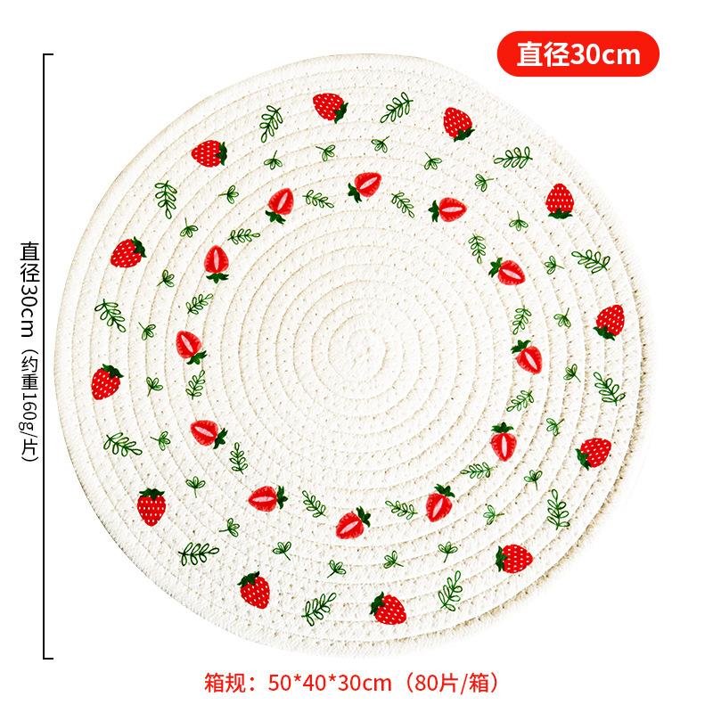 Strawberry printed thermal insulation mat, dining table mat, anti-scalding household pot bowl mat, desktop coaster, plate mat, placemat.